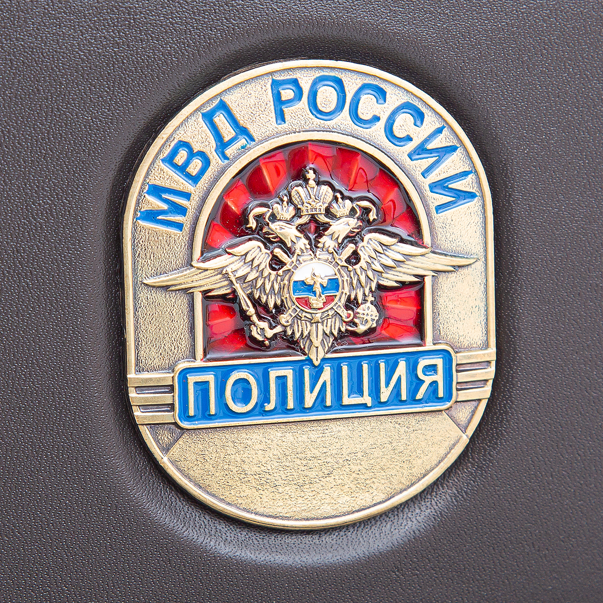 Обложка для автодокументов и удостоверения Полиция с жетоном коричневая